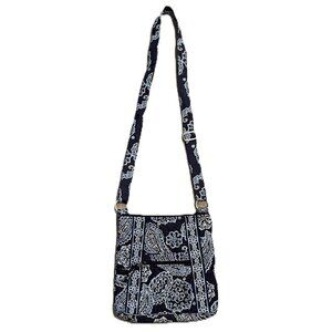 VERA BRADLEY Crossbody Handbag Purse BLUE WHITE PAISLEY 1124